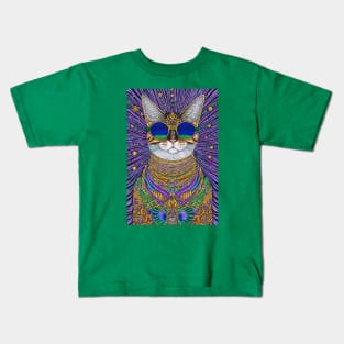 Cosmos Cat Wearing Sunglasses- Andromeda! Kids T-Shirt